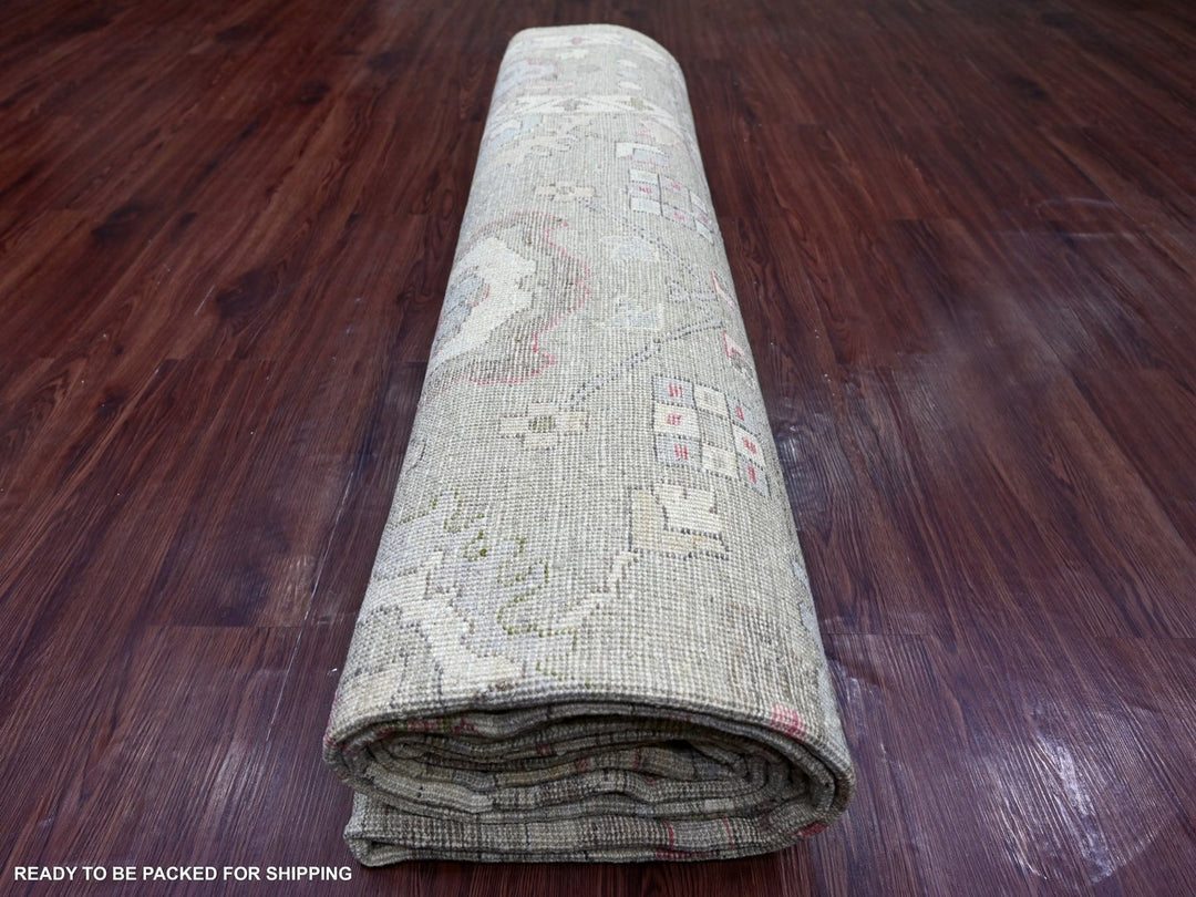 10'0" x 13'11" New Hand Knotted Green Wool Rectangle Oriental Rug - MOA10222643