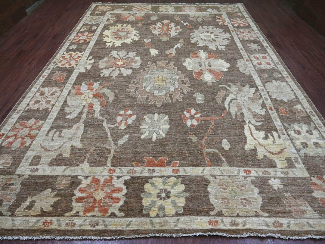 10'0" x 13'5" New Hand Knotted Brown Wool Rectangle Oriental Rug - MOA10222644