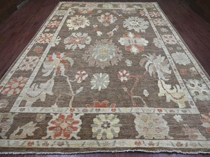 10'0" x 13'5" New Hand Knotted Brown Wool Rectangle Oriental Rug - MOA10222644
