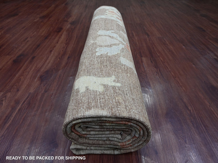 10'0" x 13'5" New Hand Knotted Brown Wool Rectangle Oriental Rug - MOA10222644
