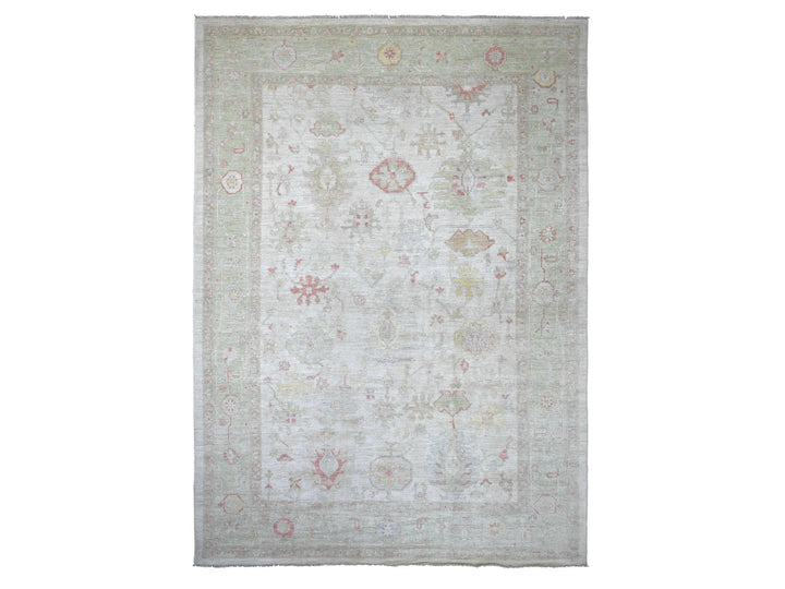 9'11" x 13'9" New Hand Knotted Grey Wool Rectangle Oriental Rug - MOA10222647