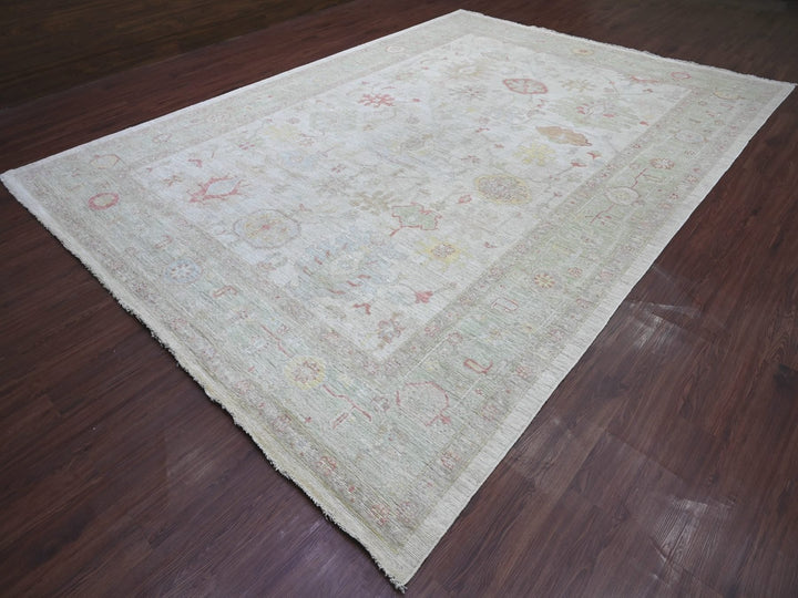 9'11" x 13'9" New Hand Knotted Grey Wool Rectangle Oriental Rug - MOA10222647