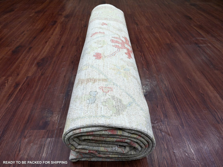 9'11" x 13'9" New Hand Knotted Grey Wool Rectangle Oriental Rug - MOA10222647