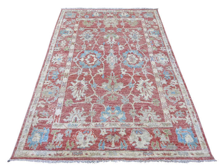 5'0" x 7'3" New Hand Knotted Pink Wool Rectangle Oriental Rug - MOA10222649