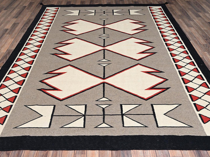 8'1" x 10'0" New Hand Woven Brown Wool Rectangle Oriental Rug - MOA1022264