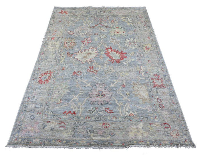 5'0" x 6'9" New Hand Knotted Grey Wool Rectangle Oriental Rug - MOA10222650