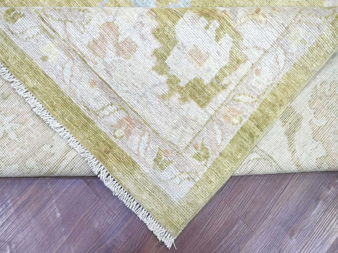 10'1" x 13'7" New Hand Knotted Green Wool Rectangle Oriental Rug - MOA10222651