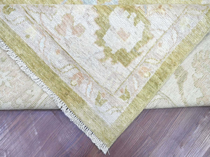 10'1" x 13'7" New Hand Knotted Green Wool Rectangle Oriental Rug - MOA10222651