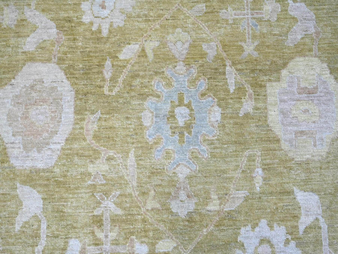 10'1" x 13'7" New Hand Knotted Green Wool Rectangle Oriental Rug - MOA10222651
