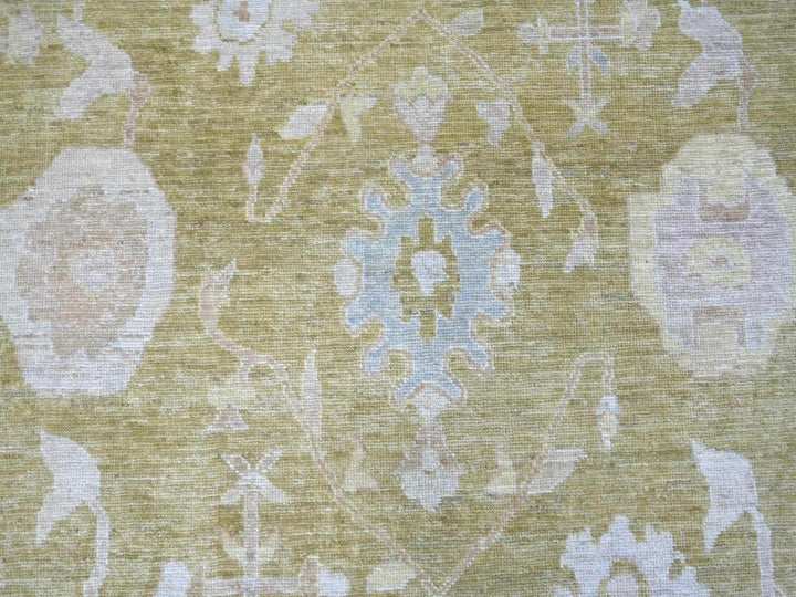 10'1" x 13'7" New Hand Knotted Green Wool Rectangle Oriental Rug - MOA10222651