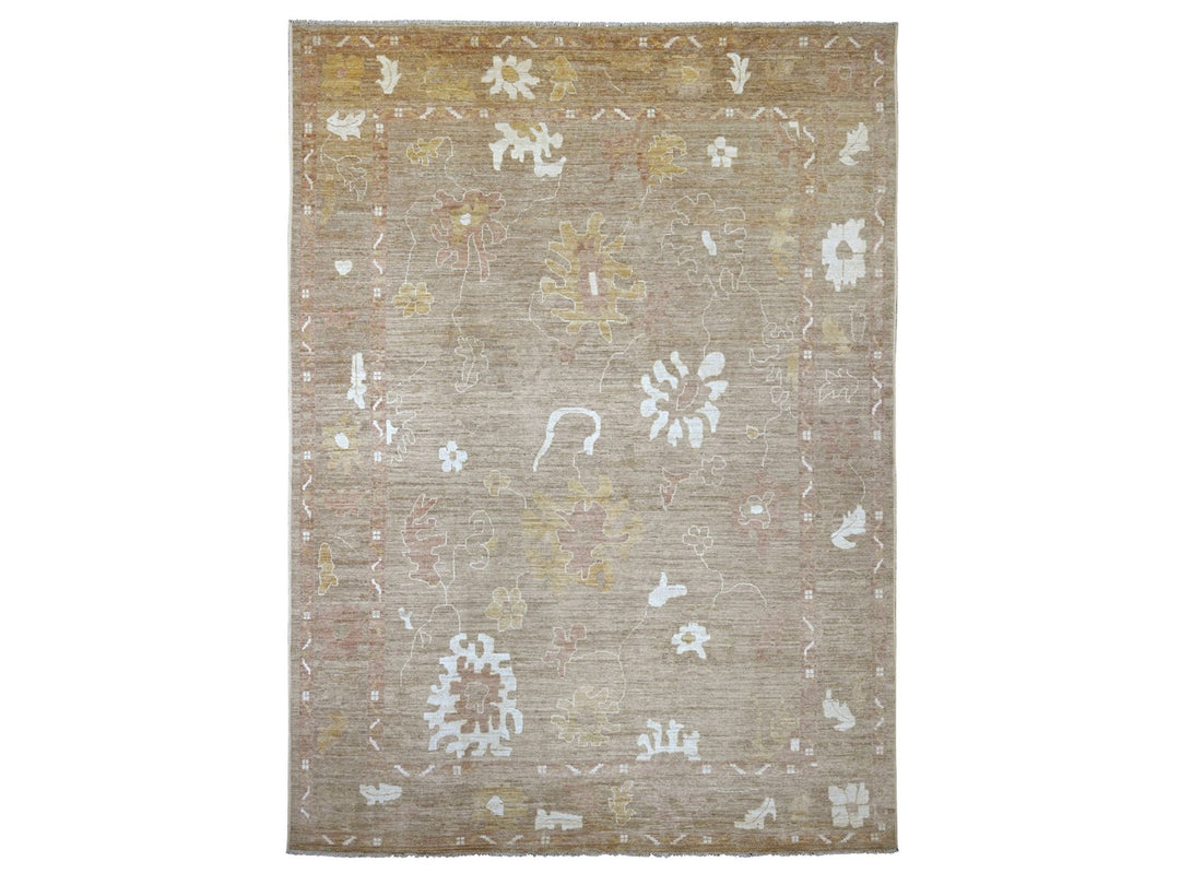 9'11" x 13'8" New Hand Knotted Brown Wool Rectangle Oriental Rug - MOA10222656