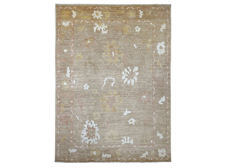 9'11" x 13'8" New Hand Knotted Brown Wool Rectangle Oriental Rug - MOA10222656