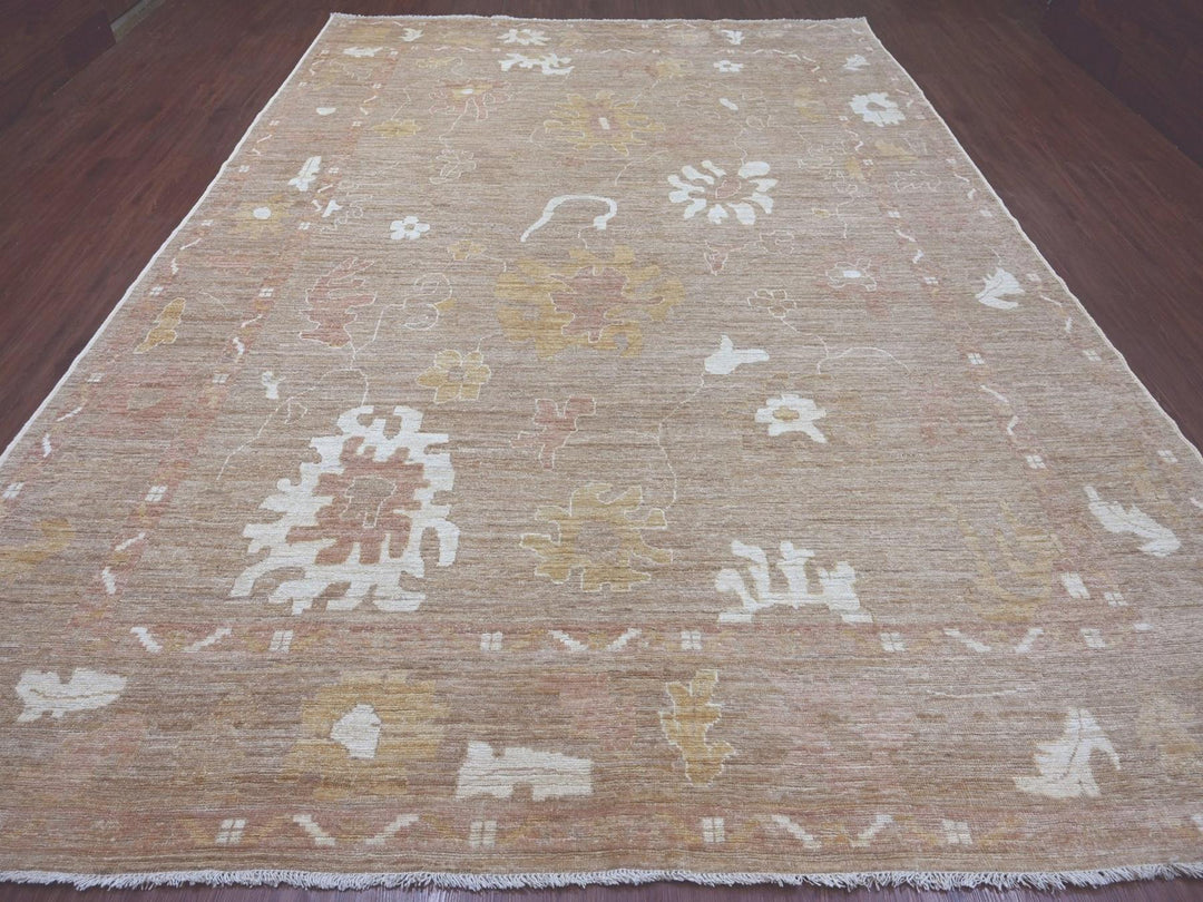 9'11" x 13'8" New Hand Knotted Brown Wool Rectangle Oriental Rug - MOA10222656
