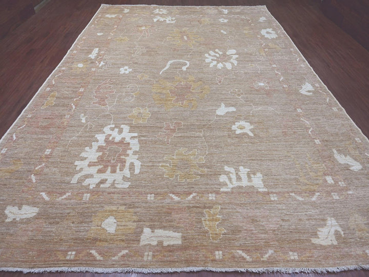 9'11" x 13'8" New Hand Knotted Brown Wool Rectangle Oriental Rug - MOA10222656