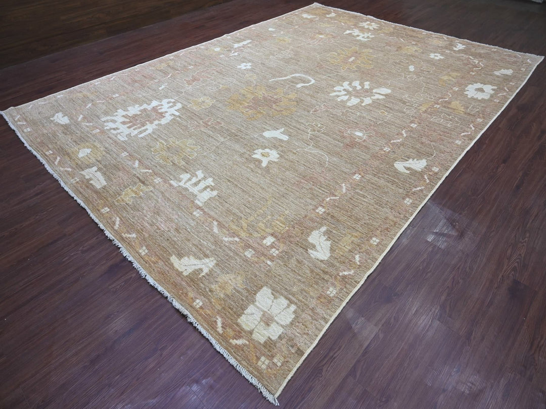 9'11" x 13'8" New Hand Knotted Brown Wool Rectangle Oriental Rug - MOA10222656