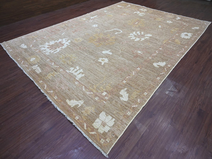 9'11" x 13'8" New Hand Knotted Brown Wool Rectangle Oriental Rug - MOA10222656