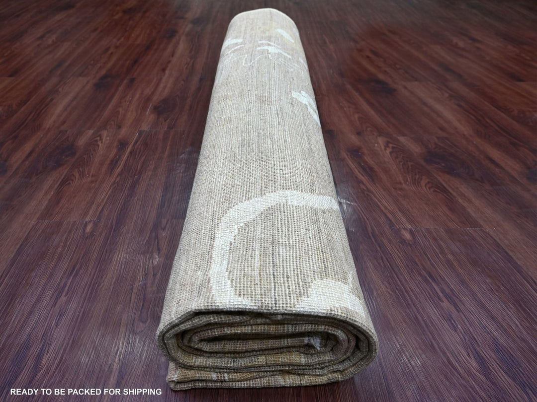 9'11" x 13'8" New Hand Knotted Brown Wool Rectangle Oriental Rug - MOA10222656