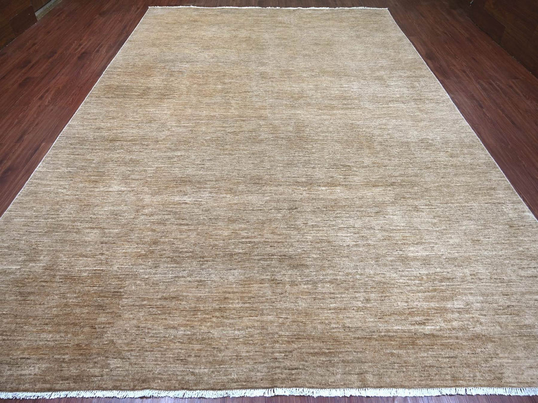 9'7" x 13'4" New Hand Knotted Brown Wool Rectangle Oriental Rug - MOA10222657