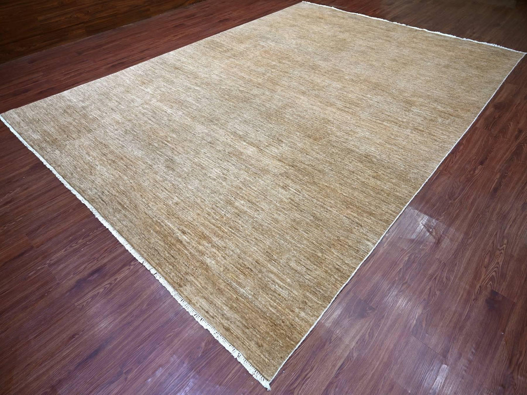 9'7" x 13'4" New Hand Knotted Brown Wool Rectangle Oriental Rug - MOA10222657