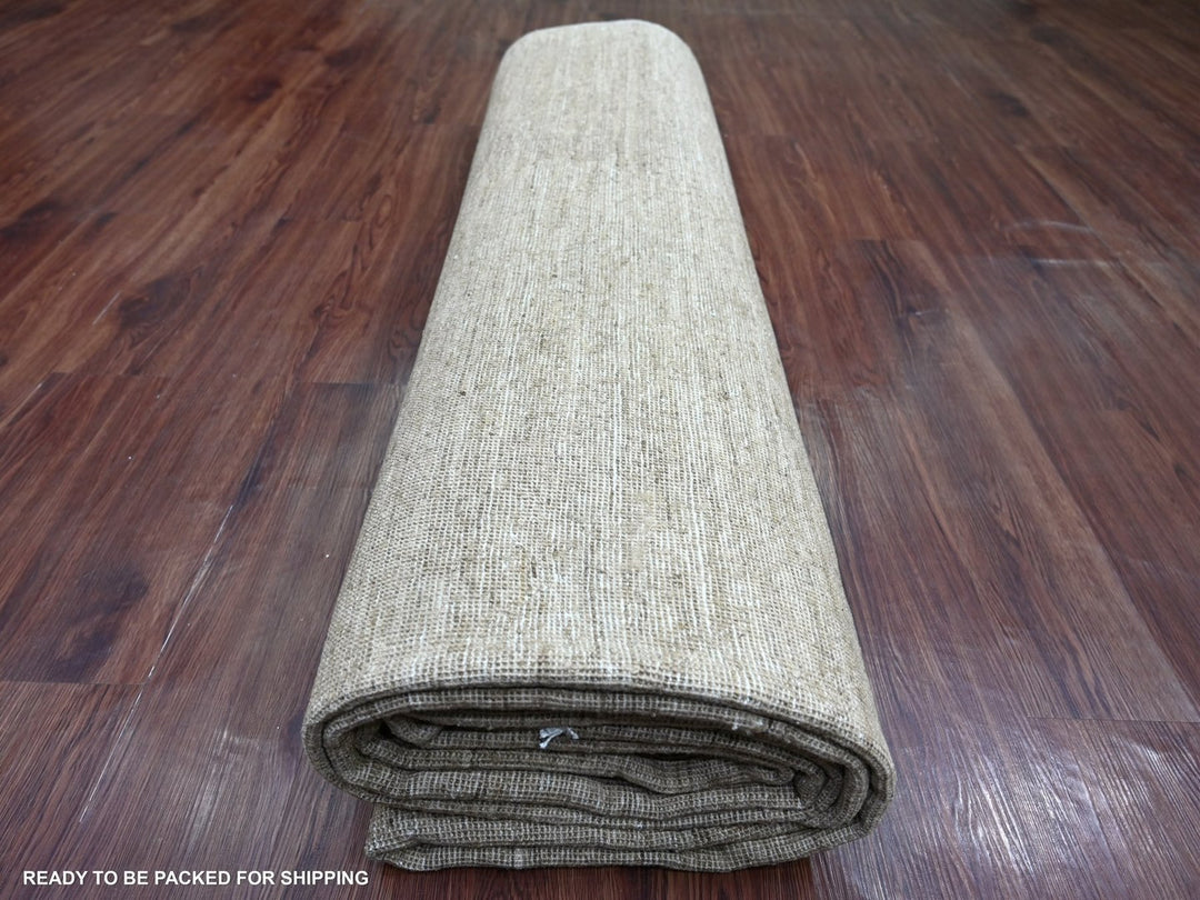 9'7" x 13'4" New Hand Knotted Brown Wool Rectangle Oriental Rug - MOA10222657