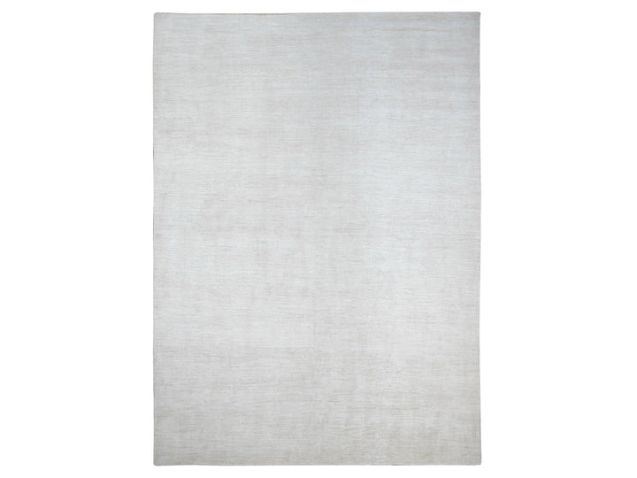 9'8" x 13'4" New Hand Knotted Ivory Wool Rectangle Oriental Rug - MOA10222658