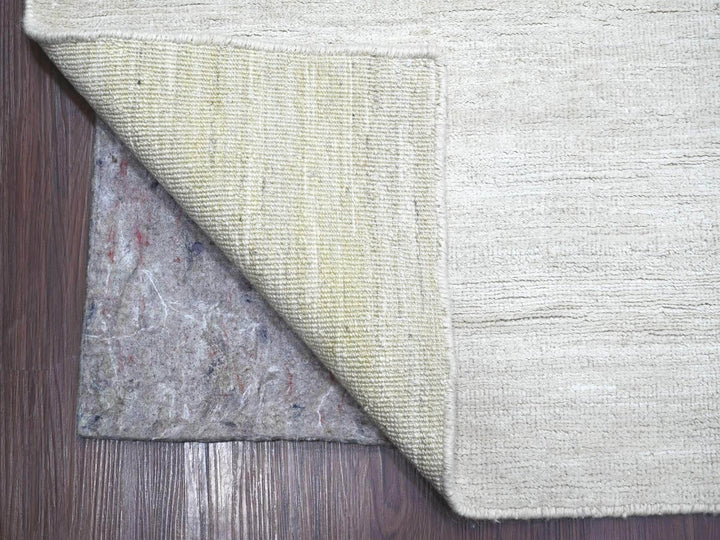 9'8" x 13'4" New Hand Knotted Ivory Wool Rectangle Oriental Rug - MOA10222658