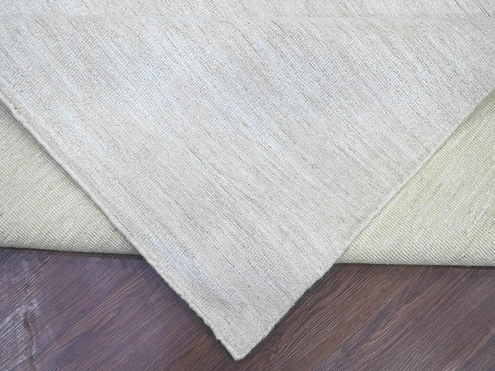 9'8" x 13'4" New Hand Knotted Ivory Wool Rectangle Oriental Rug - MOA10222658