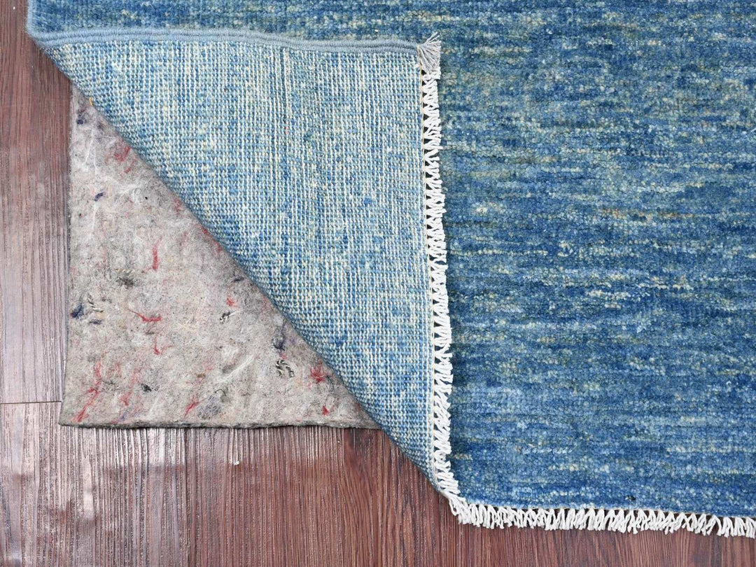 2'6" x 5'10" New Hand Knotted Blue Wool Runner Oriental Rug - MOA10222659
