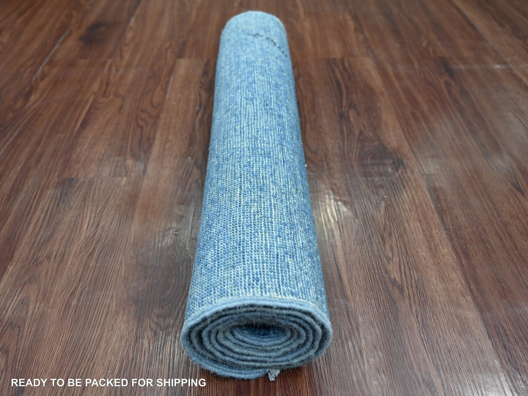 2'6" x 5'10" New Hand Knotted Blue Wool Runner Oriental Rug - MOA10222659