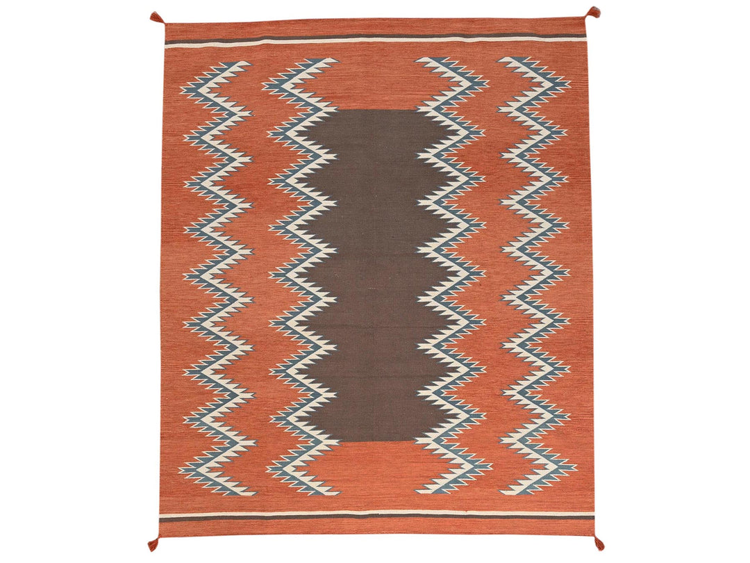 8'2" x 9'9" New Hand Woven Orange Wool Rectangle Oriental Rug - MOA1022265