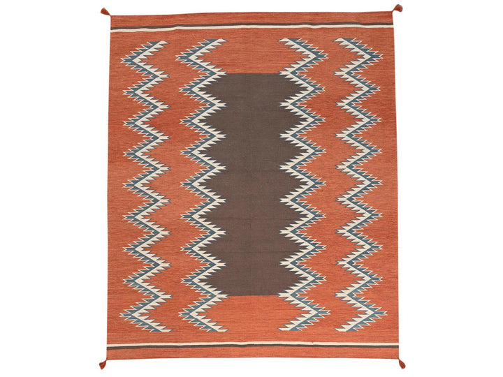 8'2" x 9'9" New Hand Woven Orange Wool Rectangle Oriental Rug - MOA1022265