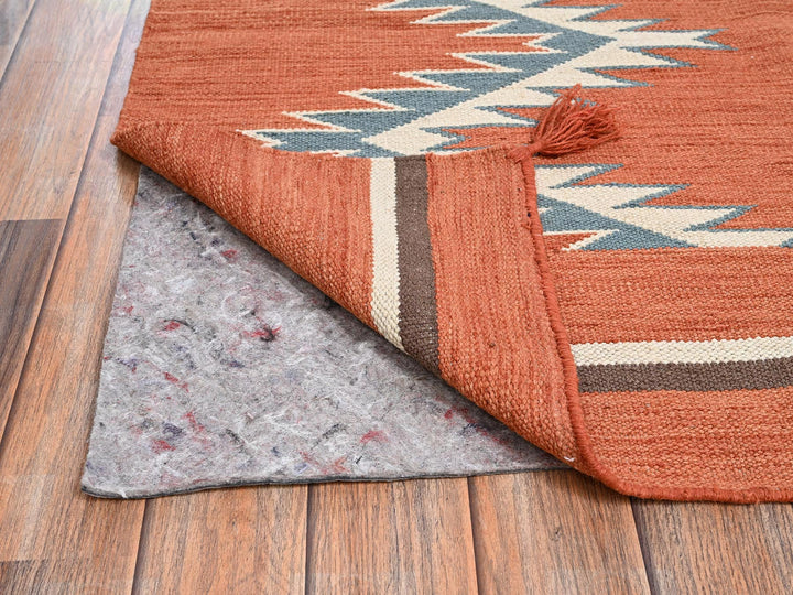 8'2" x 9'9" New Hand Woven Orange Wool Rectangle Oriental Rug - MOA1022265