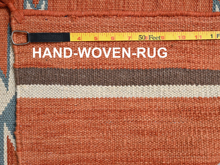 8'2" x 9'9" New Hand Woven Orange Wool Rectangle Oriental Rug - MOA1022265