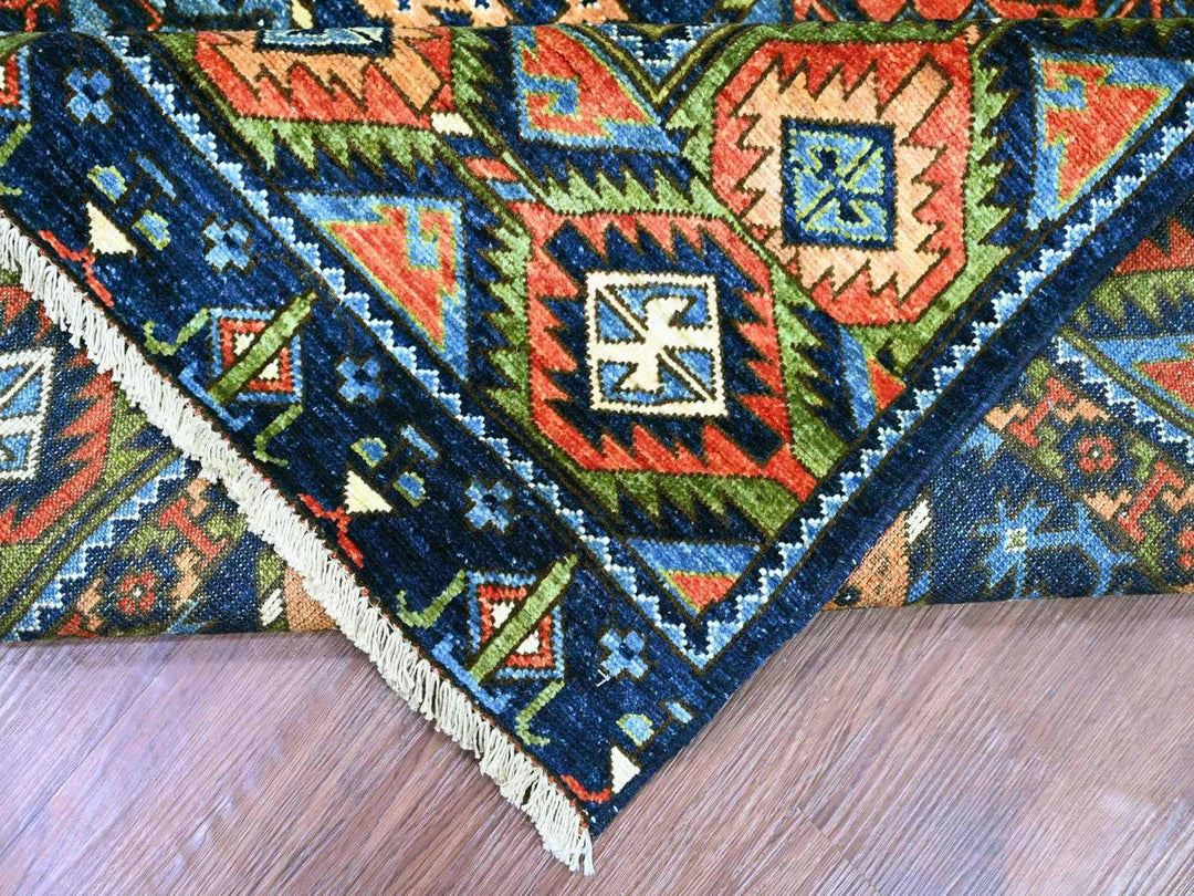 8'0" x 10'1" New Hand Knotted Blue Wool Rectangle Oriental Rug - MOA10222661