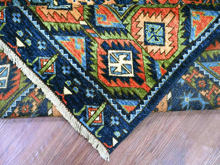 8'0" x 10'1" New Hand Knotted Blue Wool Rectangle Oriental Rug - MOA10222661
