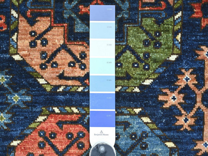 8'0" x 10'1" New Hand Knotted Blue Wool Rectangle Oriental Rug - MOA10222661
