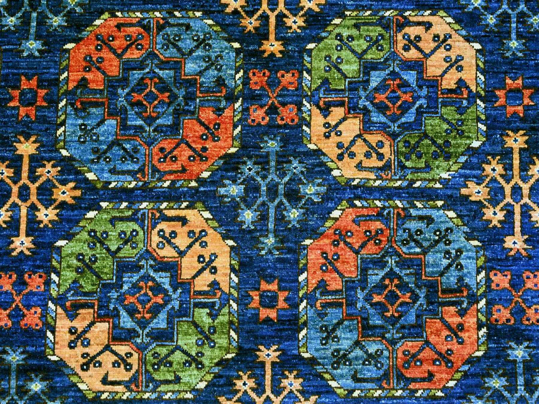 8'0" x 10'1" New Hand Knotted Blue Wool Rectangle Oriental Rug - MOA10222661