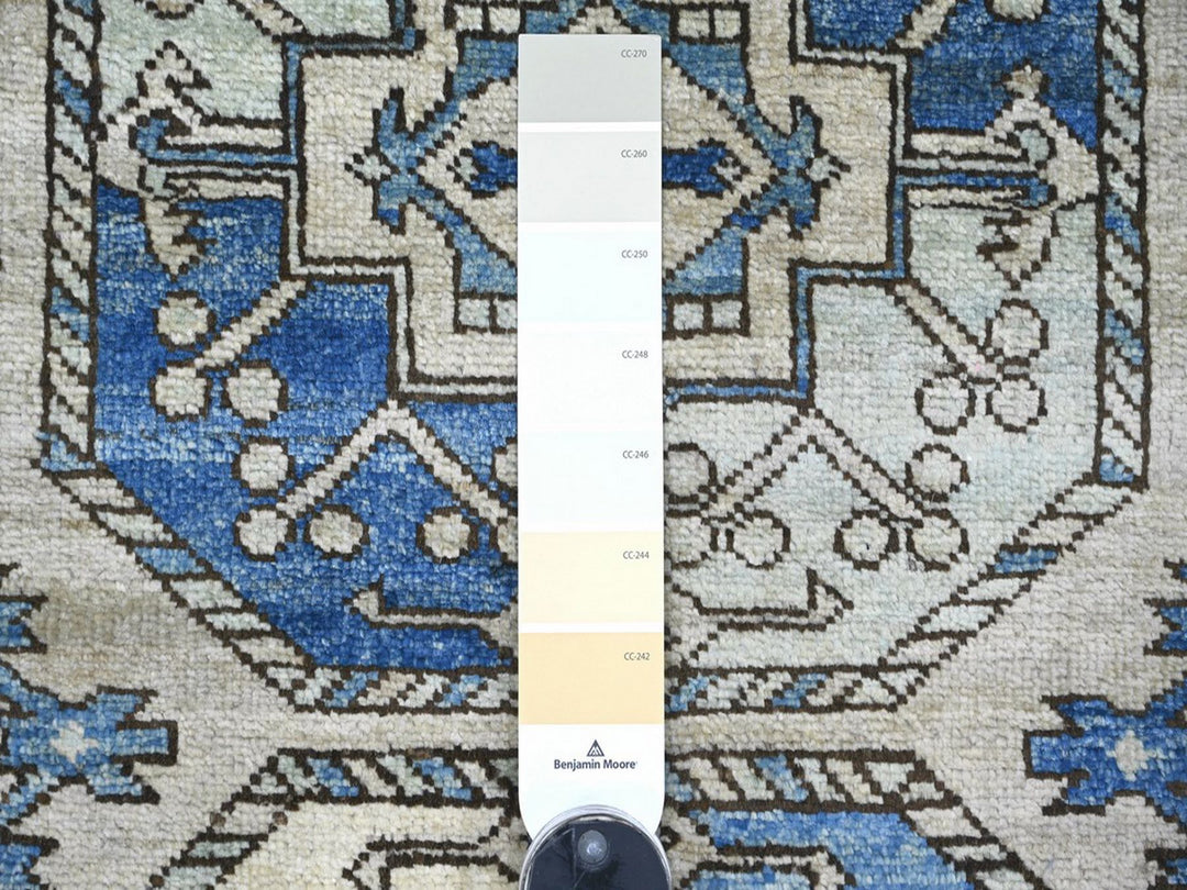 2'8" x 7'6" New Hand Knotted Grey Wool Runner Oriental Rug - MOA10222663