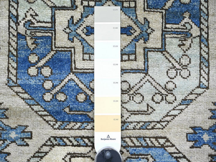 2'8" x 7'6" New Hand Knotted Grey Wool Runner Oriental Rug - MOA10222663