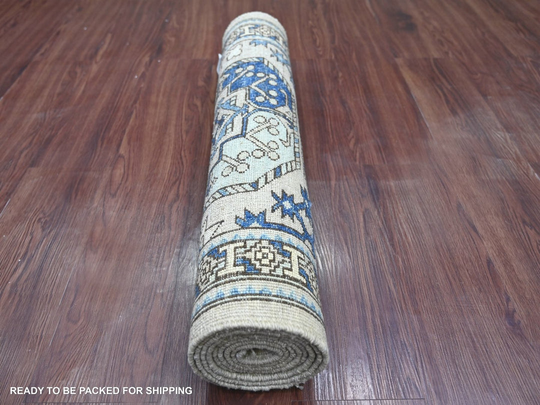 2'8" x 7'6" New Hand Knotted Grey Wool Runner Oriental Rug - MOA10222663