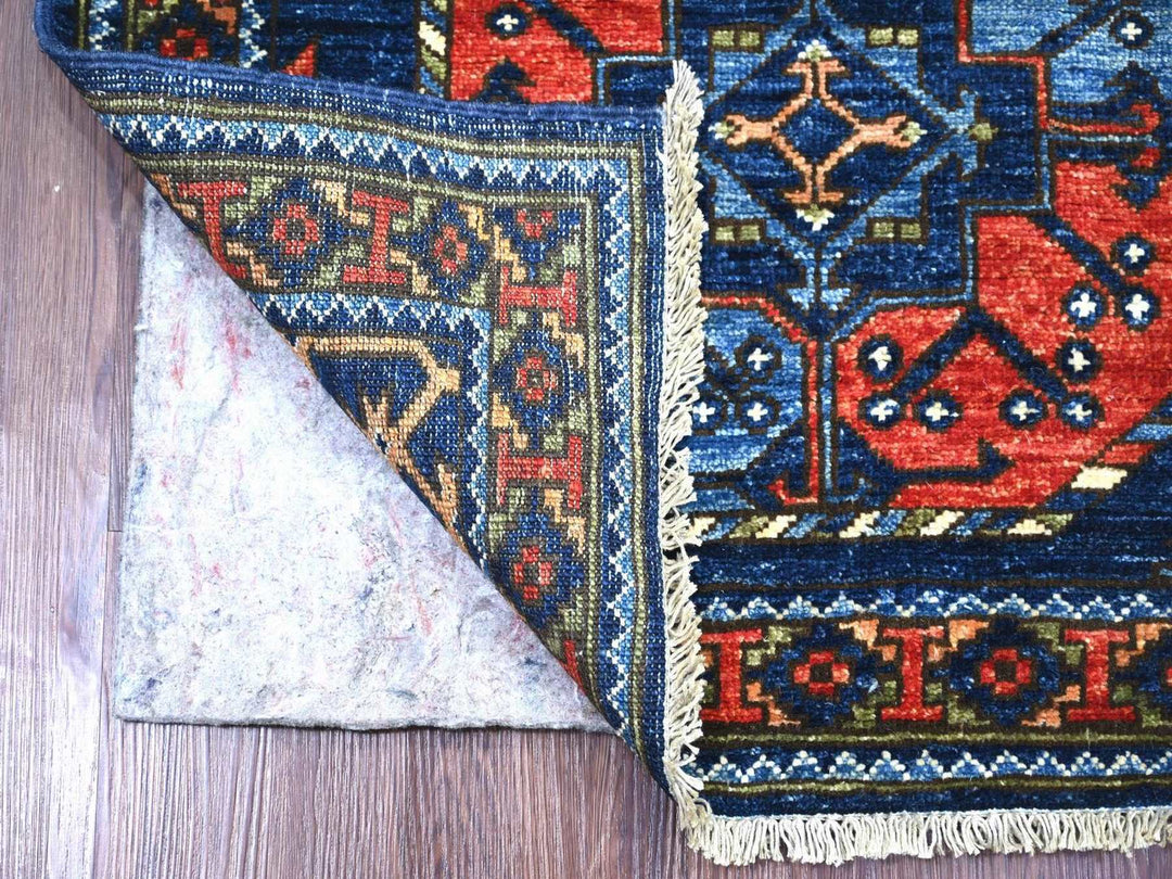 2'8" x 8'2" New Hand Knotted Blue Wool Runner Oriental Rug - MOA10222664