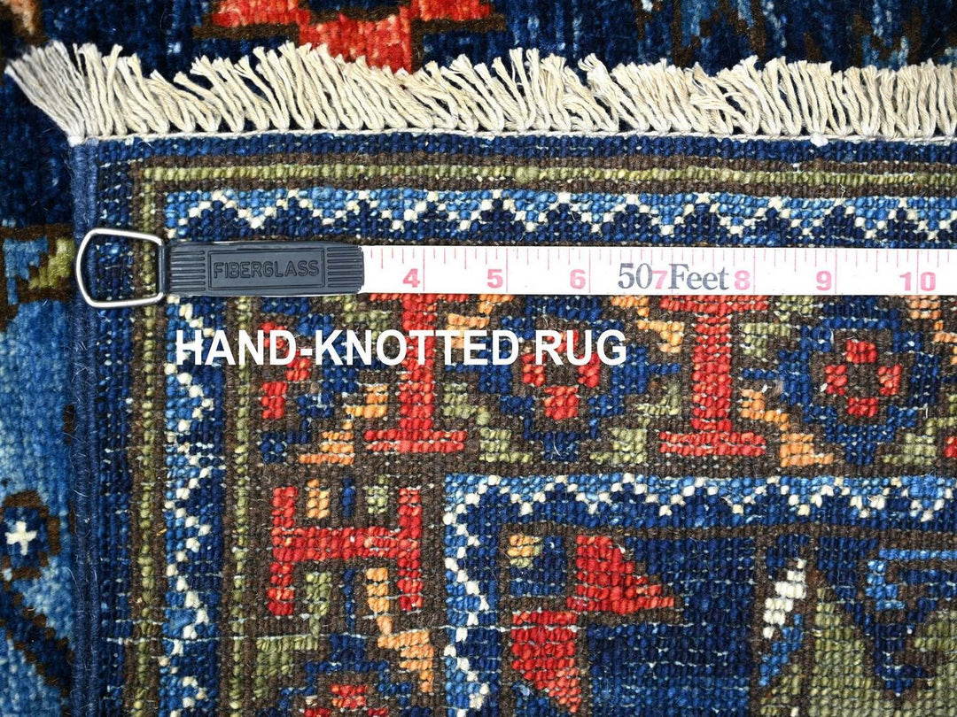 2'8" x 8'2" New Hand Knotted Blue Wool Runner Oriental Rug - MOA10222664