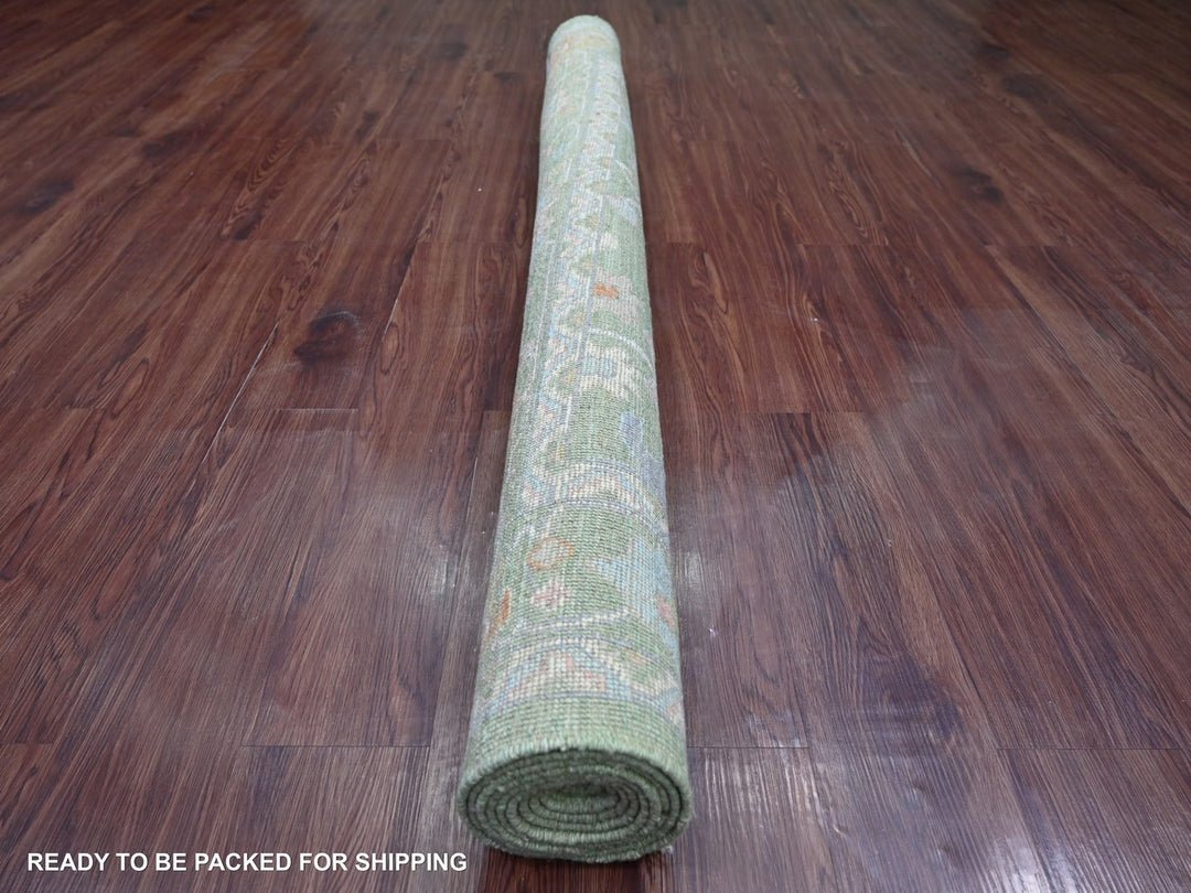 5'9" x 8'11" New Hand Knotted Green Wool Rectangle Oriental Rug - MOA10222667