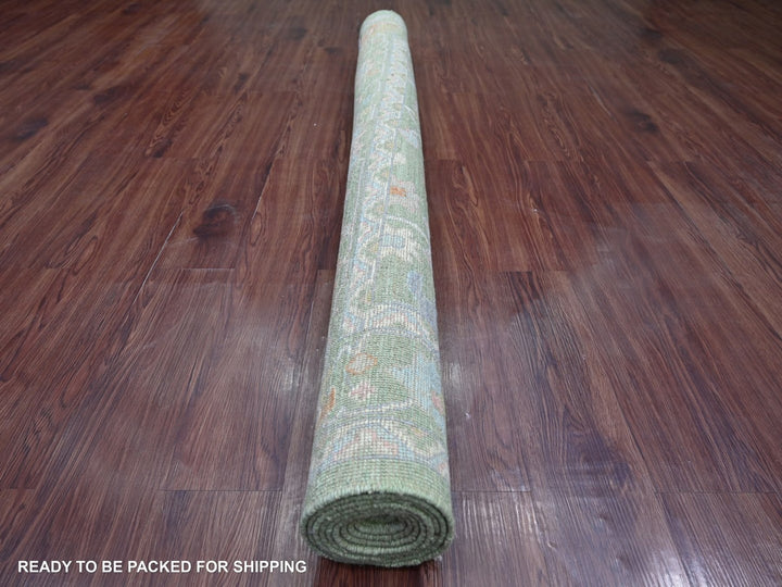 5'9" x 8'11" New Hand Knotted Green Wool Rectangle Oriental Rug - MOA10222667