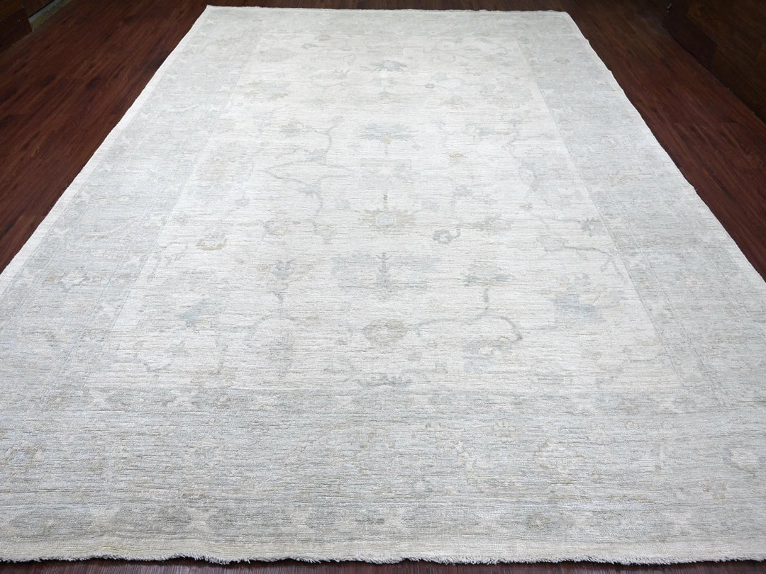 10'0" x 13'2" New Hand Knotted Ivory Wool Rectangle Oriental Rug - MOA10222668
