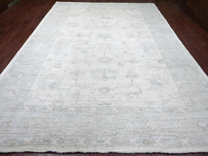 10'0" x 13'2" New Hand Knotted Ivory Wool Rectangle Oriental Rug - MOA10222668