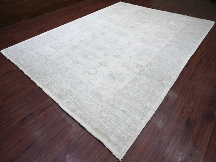 10'0" x 13'2" New Hand Knotted Ivory Wool Rectangle Oriental Rug - MOA10222668