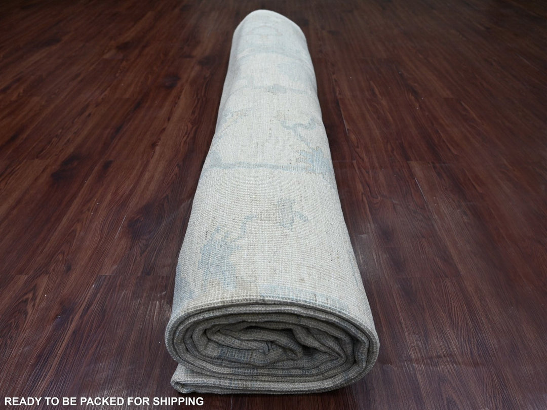 10'0" x 13'2" New Hand Knotted Ivory Wool Rectangle Oriental Rug - MOA10222668