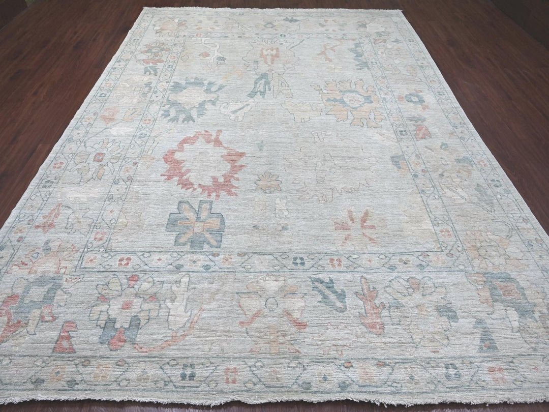 8'10" x 11'5" New Hand Knotted Blue Wool Rectangle Oriental Rug - MOA10222669