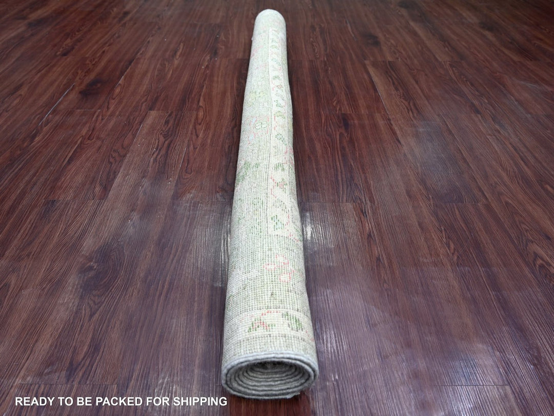 5'0" x 7'1" New Hand Knotted Green Wool Rectangle Oriental Rug - MOA10222670